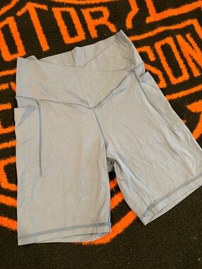 aerie Light Blue High-Rise Bike Shorts with Side Pocket